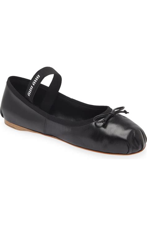 Miu Miu Lea Logo Ballerina Flat (Women) 